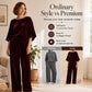 Women's Velvet Half Sleeve Top & Wide-Leg Pants Set