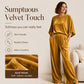 Women's Velvet Half Sleeve Top & Wide-Leg Pants Set