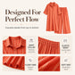 Women's Striped Longline Shirt & Wide-Leg Pants Set