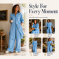Women's Striped Longline Shirt & Wide-Leg Pants Set