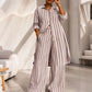 Women's Striped Longline Shirt & Wide-Leg Pants Set