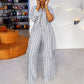 Women's Striped Longline Shirt & Wide-Leg Pants Set