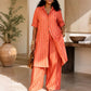 Women's Striped Longline Shirt & Wide-Leg Pants Set