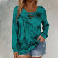 Women's Tie-Dye Printed Lace-Up V-Neck Top