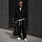 Men's Casual Half-Zip Hoodie & Wide-Leg Pants Set