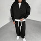 Men's Casual Half-Zip Hoodie & Wide-Leg Pants Set