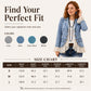 Women's Notch Lapel Denim Jacket with Lace Hem