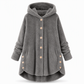 Women's Winter Solid Color Asymmetrical Button Plush Fuzzy Fleece Coat