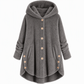 Women's Winter Solid Color Asymmetrical Button Plush Fuzzy Fleece Coat