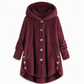 Women's Winter Solid Color Asymmetrical Button Plush Fuzzy Fleece Coat