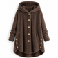 Women's Winter Solid Color Asymmetrical Button Plush Fuzzy Fleece Coat