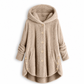 Women's Winter Solid Color Asymmetrical Button Plush Fuzzy Fleece Coat