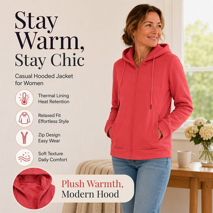 Women's Zip-Up Warm Hooded Jacket