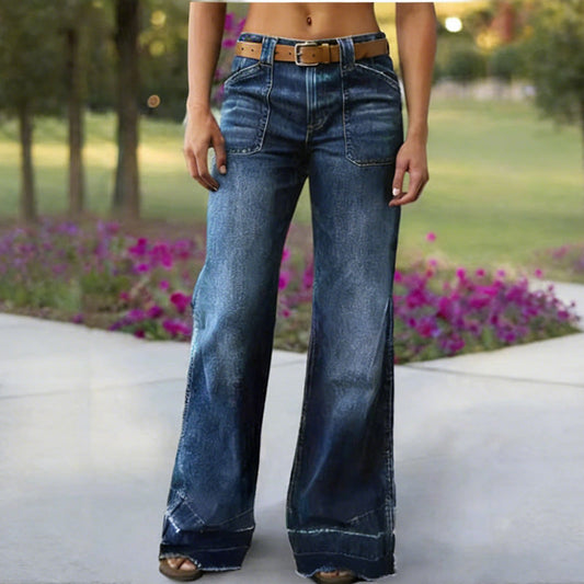 Women's Retro Flare Jeans with Pockets