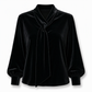 Women's Velvet Long Sleeve T-Shirt with Ribbon Design