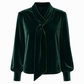 Women's Velvet Long Sleeve T-Shirt with Ribbon Design