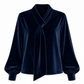 Women's Velvet Long Sleeve T-Shirt with Ribbon Design