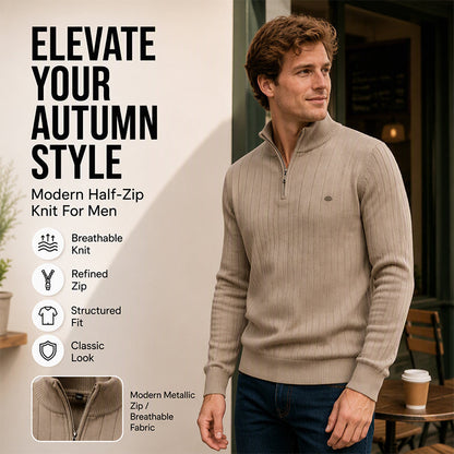 ⚡Free Shipping⚡Men's Casual Mock Neck Half-Zip Knit Sweater