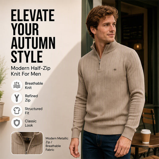 ⚡Free Shipping⚡Men's Casual Mock Neck Half-Zip Knit Sweater