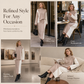 ⚡Free Shipping⚡Women's Autumn Winter Color Block Knit 2-Piece Set Thickened Pullover Sweater and Skirt