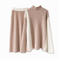 ⚡Free Shipping⚡Women's Autumn Winter Color Block Knit 2-Piece Set Thickened Pullover Sweater and Skirt