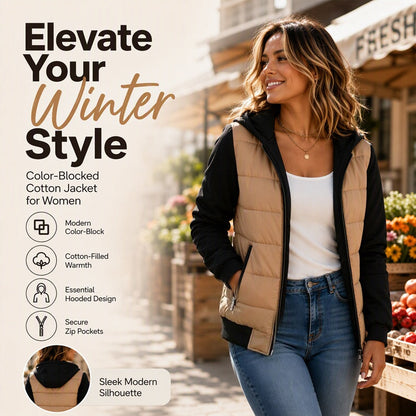 ⚡Free Shipping⚡Women's Color-Block Padded Hooded Jacket