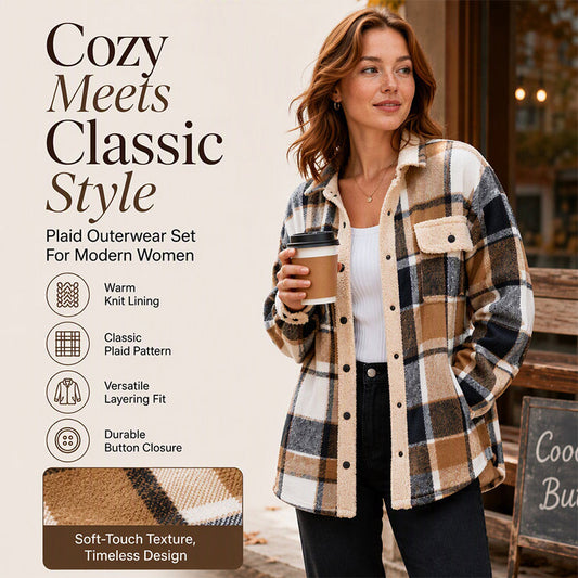 Women's Casual Color Block Plaid Jacket
