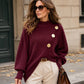 Women's Asymmetric Hem Mock Neck Knit Sweater