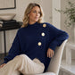 Women's Asymmetric Hem Mock Neck Knit Sweater