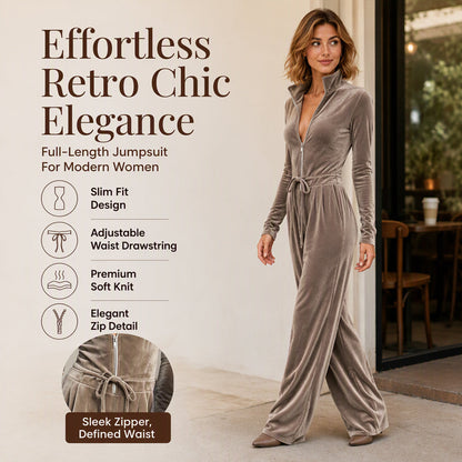 ⚡Free Shipping🔥Women's Chic Stand Collar Velvet Jumpsuit