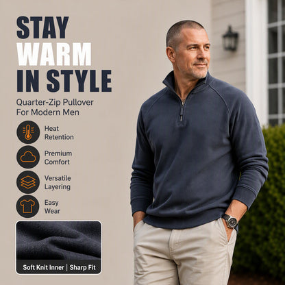 Men's Quarter-Zip Stand Collar Pullover