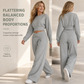 ⚡Free Shipping🔥Casual Sporty Autumn Winter Long Sleeve T-Shirt and Loose Cross Waist Wide Leg Pants Two Piece Set