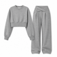 ⚡Free Shipping🔥Casual Sporty Autumn Winter Long Sleeve T-Shirt and Loose Cross Waist Wide Leg Pants Two Piece Set