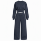 ⚡Free Shipping🔥Casual Sporty Autumn Winter Long Sleeve T-Shirt and Loose Cross Waist Wide Leg Pants Two Piece Set