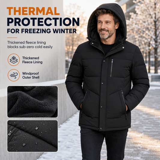 ⚡Free Shipping🔥Men's Winter Fleece Lined Coat with Detachable Hood