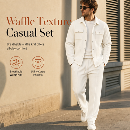 ⚡Free Shipping🔥Men's Casual Waffle Knit Jacket and Pants Set
