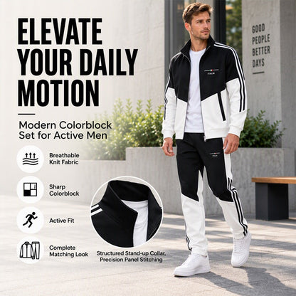 ⚡Free Shipping🔥Men's Colorblock Zip-Up Jacket & Drawstring Pants Set