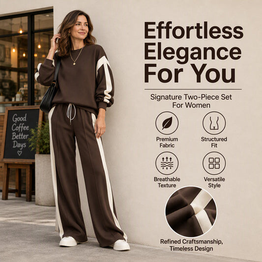 Women's Crewneck Sweatshirt & Wide-Leg Pants Set