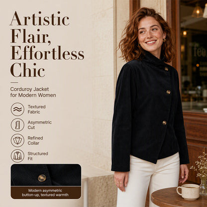 Women's Casual Corduroy Asymmetric Jacket
