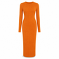 Women's Long Sleeve Rib Knit Crewneck Bodycon Maxi Dress