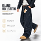 Men's American Vintage Curved Leg Wide Leg Jeans Deconstructed Raw Denim Button Fly Pants