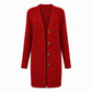 Women's Long Single Breasted Knitted Cardigan Sweater Casual Outerwear Coat for Autumn and Winter