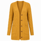Women's Long Single Breasted Knitted Cardigan Sweater Casual Outerwear Coat for Autumn and Winter