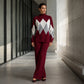 Women's Argyle Knit Sweater & Wide-Leg Pants Set