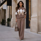 Women's Argyle Knit Sweater & Wide-Leg Pants Set