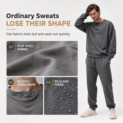 Men's 2 Piece Jacquard Hoodie Set Autumn Winter Casual Hooded Sweatshirt and Sweatpants Tracksuit
