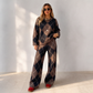 Women's Argyle Knit Sweater & Wide-Leg Pants Set