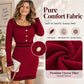 Women's Elegant Square Neck Knit Bodycon Dress