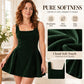 Women's Square Neck Velvet Sleeveless Dress