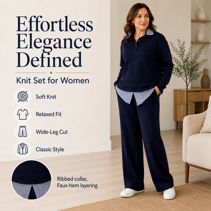 Women's Fake Two Piece Sweatshirt & Pants Set
